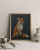 Moody Fox Art Print, Midnight Blue Woodland Wall Art | Prints in Paintings by The Ugly Cat Studio