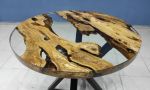 Custom Order 36" Diameter- Round Olive Wood Clear Epoxy | Dining Table in Tables by LuxuryEpoxyFurniture. Item composed of wood and synthetic
