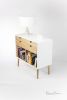 Modern White Bookcase Credenza with Drawer | Storage by Manuel Barrera Habitables. Item composed of walnut