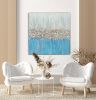 Gray and blue gold leaf painting textured impasto painting | Oil And Acrylic Painting in Paintings by Berez Art. Item composed of canvas compatible with coastal style