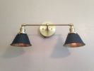 Bathroom Vanity Sconce - Brass & Black Sconce Light | Sconces by Retro Steam Works. Item made of metal works with industrial style