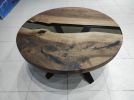 Custom 36" Diameter, Round Walnut Wood, Smoke Epoxy Dining | Dining Table in Tables by LuxuryEpoxyFurniture. Item made of wood with synthetic