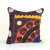 Colorful Embroidered Suzani Pillow, Turkish Kilim Pillow | Sham in Linens & Bedding by Vintage Pillows Store. Item composed of cotton & fiber