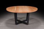 Round Pin Oak Dining Table | Tables by Urban Lumber Co.. Item composed of oak wood & steel