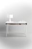 Modern White Lacquered Oak Desk with Open Cubbies | Tables by Manuel Barrera Habitables. Item composed of oak wood