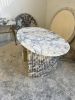 Hand Carved Calacatta Viola Marble Oval Dining Table | Tables by AEGEAN MARBLE ARTISAN ATELIER