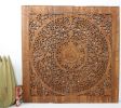 Haussmann® Teak Lotus Panel Inlay 36 in x 36 in Brown Stain | Engraving in Art & Wall Decor by Haussmann®