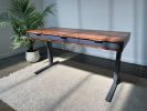 SLIM Desk - 60" - Rustic Walnut - Blue Walnut Drawers | Tables by ROMI. Item composed of walnut in minimalism or mid century modern style
