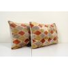 Set of Two Green Silk Ikat Velvet Pillow Cover, Pair Checker | Sham in Linens & Bedding by Vintage Pillows Store. Item made of cotton