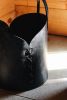 16in Black Leather Basket | Storage Basket in Storage by Harrow and Sickle Leather Design