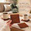 Mahogany Wood Veneer Marquetry Coasters, Geometric Natural Drink Set (Set of 4),Coaster | Tableware by Vesta Corte