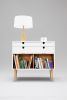 Modern White Bookcase Credenza with Drawer | Storage by Manuel Barrera Habitables. Item composed of walnut