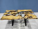 Olive Clear Epoxy Resin Dining Table - Live Edge Resin Table | Tables by LuxuryEpoxyFurniture. Item made of wood with synthetic