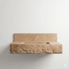 Floating Travertine Stone Sink with Backsplash | Custom Wall Mounted Vanity | Water Fixtures by Vero Marble