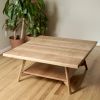 Square Scandinavian Coffee Table with Shelf | Tables by Crafted Glory. Item composed of oak wood compatible with scandinavian style