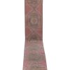 Hand-Knotted Vintage Turkish Oushak Long Stair Runner Rug | Rugs by Vintage Pillows Store. Item made of cotton with fiber