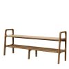Long entryway bench, Mid century shoe storage, Wood bench | Benches & Ottomans by Plywood Project. Item made of oak wood works with minimalism & mid century modern style