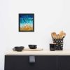 Framed Paper Print - Good Tidings - Fluid Blue Gold | Work by Eman's Gallery