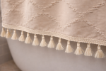 Valencia Tufted Beige Shower Curtain | Curtains & Drapes by Busa Designs