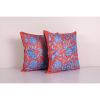 Square Silk Embroidery Suzani Pillow, Crimson Red Floral Suz | Cushion in Pillows by Vintage Pillows Store