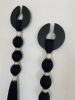 Black Macrame Wall Hanging Boho Fiber Art Wooden Wall Decor Minimal Modern Textile Wall Art Handmade Home Decor 35 Inch | Wall Hangings by İnanç Yılmaz