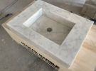 Handmade Carrara Marble Sink: Wall Mount Washbasin (21”x30”x5”) | Water Fixtures by AEGEAN MARBLE ARTISAN ATELIER