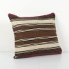 Square Handwoven Striped Kilim Hemp Cushion, Bohemian Hemp P | Pillows by Vintage Pillows Store