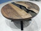 Custom 36" Diameter, Round Walnut Wood, Smoke Epoxy Dining | Dining Table in Tables by LuxuryEpoxyFurniture. Item made of wood with synthetic