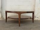 Modern Round Wood Coffee Table with Glass Top, USA made | Clock in Decorative Objects by Niaa