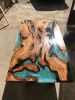 Turquoise Epoxy Table - Custom Resin Dining Table | Tables by Tinella Wood. Item made of wood with synthetic