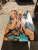 Turquoise Epoxy Table - Custom Resin Dining Table | Tables by Tinella Collection. Item made of wood with synthetic