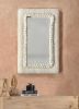 Handwoven Ivory Wool Wall Mirror, Boho Textured Frame, Rustic Modern Decor | Decorative Objects by Swiflo