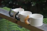 Grey Blue Cat Handle Mug – Handcrafted Ceramic | Drinkware by 4AM Product Design. Item made of ceramic