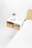 White Floating Nightstand Bedside Table Drawer in Oak | Storage by Manuel Barrera Habitables. Item composed of wood