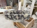 Custom Calacatta Viola Marble Sink with Brass Legs | Water Fixtures by Vero Marble