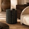 Handmade Black Bone Inlay Side Table, Brass Dot Art Deco Drum End Table | Tables by IKKAZA
