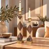 Handmade Oak Mahogany Geometric Candle Holders, Modern Home Decor (Set of 2) | Decorative Objects by Vesta Corte