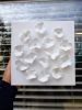 Floral art, white flowers sculpture on canvas, clay | Wall Sculpture in Wall Hangings by Art By Natasha Kanevski. Item made of wood & canvas compatible with minimalism and contemporary style