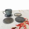 Exclusive coasters "Coffee Beans" of slate rock. Set of 4 | Tableware by DecoMundo Home. Item composed of fabric and stone in minimalism style