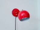 Pivoting Head Bedside Reading Wall Light, Red and Gold | Sconces by Retro Steam Works. Item made of fabric with brass works with mid century modern & industrial style