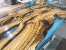 Turquoise Epoxy Table - Custom Resin Dining Table | Tables by Tinella Collection. Item made of wood with synthetic