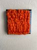 Woven Tile- Fluff- Orange and Blue | Wall Sculpture in Wall Hangings by Mpwovenn Fiber Art by Mindy Pantuso