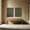 Diptych Wall Art Set (2 pieces) - Modern Textured Plaster Sculptures - Deep Green Moss Decor - Housewarming Gift | Wall Sculpture in Wall Hangings by Vaiva Art Atelier