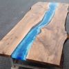 Custom Deep Blue Ocean Epoxy Table | Dining Table in Tables by Ironscustomwood. Item made of wood with metal