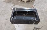 Nero Marquina Marble Sink: Black Satin Washbasin, Wall Mount Vanity (16''x24x5”) | Water Fixtures by AEGEAN MARBLE ARTISAN ATELIER