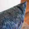 Navy Woven Wool Heartbeats Lumbar Pillow 14x20 | Pillows by Vantage Design