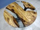 Custom Order 28" Diameter, Round Olive Wood, Clear Epoxy | Dining Table in Tables by LuxuryEpoxyFurniture. Item composed of wood and synthetic