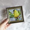 American goldfinch bird oil painting original framed 4x4 | Oil And Acrylic Painting in Paintings by Natart. Item composed of synthetic compatible with modern style