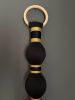 Black Gold Macrame Wall Hanging, Extra Long Tassel Wall Tapestry, Modern Fiber Art | Wall Hangings by İnanç Yılmaz