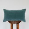 Green Teal Mohair with Woven Wool Lumbar Pillow 12x20 | Pillows by Vantage Design